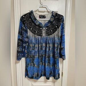 Blue and Black Women's Top